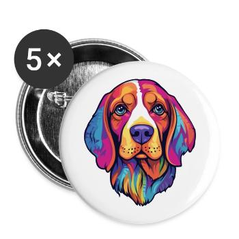 Kerry Beagle chien race dessin animé Kawaii Illustration - Lot de 5 grands badges (56 mm) - blanc - Devant
