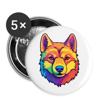 Jindo Dog Breed Cartoon Kawaii Illustration - Buttons large 2.2''/56 mm (5-pack) - white - Front