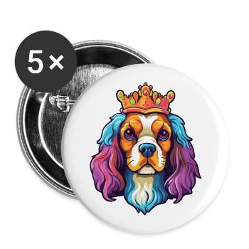 King Charles Dog Breed Cartoon Kawaii Illustration - Buttons large 2.2''/56 mm (5-pack) - white - Front