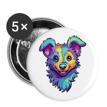 Italienische Volpino Hunderasse Cartoon Kawaii Illustrat - Buttons groß 56 mm (5er Pack) - Weiß - Vorne