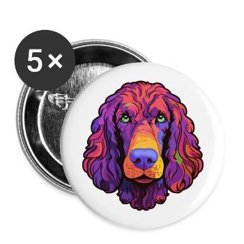 Irischer Wasserspaniel Hunderasse Cartoon Kawaii Abbus - Buttons groß 56 mm (5er Pack) - Weiß - Vorne