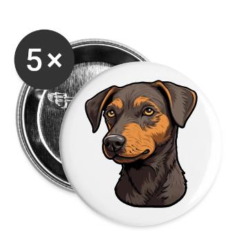 Patterdale Terrier Hunderasse Cartoon Kawaii Illust - Buttons groß 56 mm (5er Pack) - Weiß - Vorne