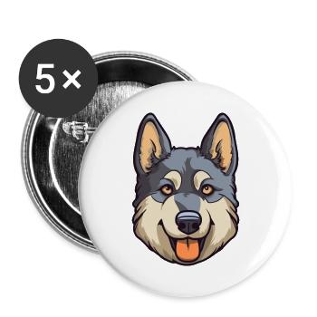 Norwegischer Elchhund Hunderasse Karikatur Kawaii Illust - Buttons groß 56 mm (5er Pack) - Weiß - Vorne