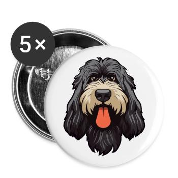 Race de chien Terrier russe noir Cartoon Kawaii Ill - Lot de 5 grands badges (56 mm) - blanc - Devant
