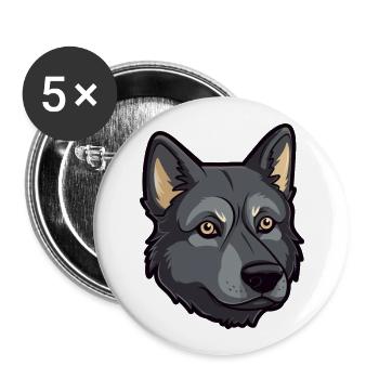 Chien d’élan norvégien noir race de chien Cartoon Kawaii - Lot de 5 grands badges (56 mm) - blanc - Devant