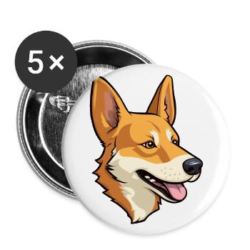 Carolina race de chien dessin animé Kawaii Illustration - Lot de 5 grands badges (56 mm) - blanc - Devant