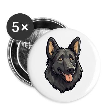 Chien de berger belge race de chien Cartoon Kawaii Illustra - Lot de 5 grands badges (56 mm) - blanc - Devant