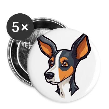 Decker Rat Terrier chien race Cartoon Kawaii Illust - Lot de 5 grands badges (56 mm) - blanc - Devant
