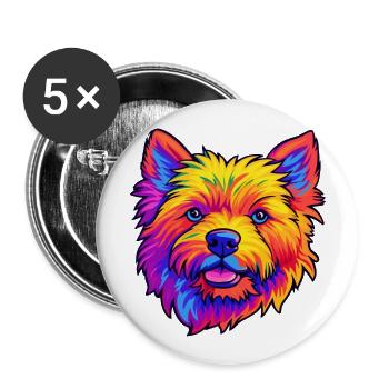 Norwich Terrier Dog Breed Cartoon Kawaii Illustrat - Buttons large 2.2''/56 mm (5-pack) - white - Front