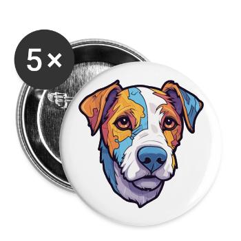 Parson Russell Terrier Dog Breed Cartoon Kawaii Il - Buttons large 2.2''/56 mm (5-pack) - white - Front