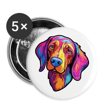 Pointer Dog Breed Cartoon Kawaii Illustration - Buttons large 2.2''/56 mm (5-pack) - white - Front