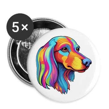 Saluki Dog Breed Cartoon Kawaii Illustration - Buttons large 2.2''/56 mm (5-pack) - white - Front