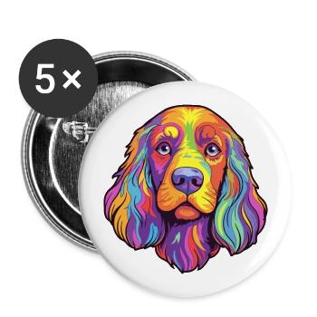 Russian Spaniel Dog Breed Cartoon Kawaii Illustrat - Buttons large 2.2''/56 mm (5-pack) - white - Front
