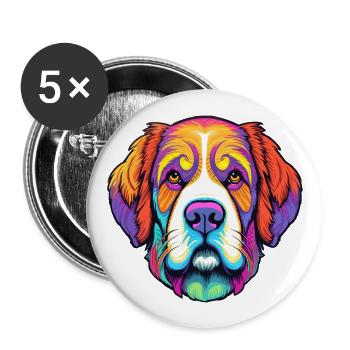 Saint Bernard Chien Race Cartoon Kawaii Illustratio - Lot de 5 grands badges (56 mm) - blanc - Devant