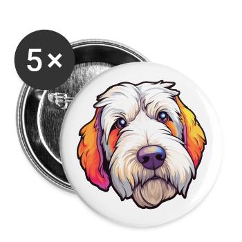 Sealyham Terrier Dog Breed Cartoon Kawaii Illustra - Buttons large 2.2''/56 mm (5-pack) - white - Front
