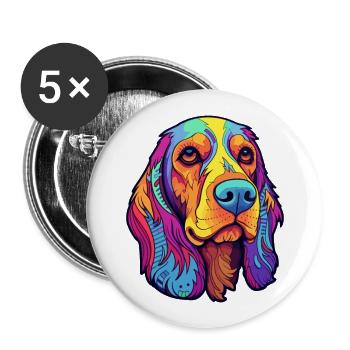 Slovak Cuvac Dog Breed Cartoon Kawaii Illustration - Buttons large 2.2''/56 mm (5-pack) - white - Front