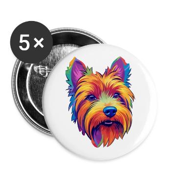 Silky Terrier Race De Chien Cartoon Kawaii Illustratio - Lot de 5 grands badges (56 mm) - blanc - Devant