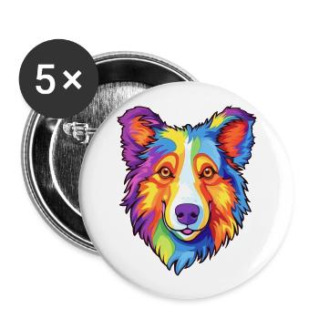 Scotch Collie Dog Breed Cartoon Kawaii Illustratio - Buttons large 2.2''/56 mm (5-pack) - white - Front