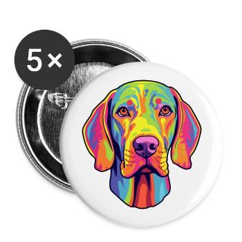 Plott Hound chien race dessin animé Kawaii Illustration - Lot de 5 grands badges (56 mm) - blanc - Devant