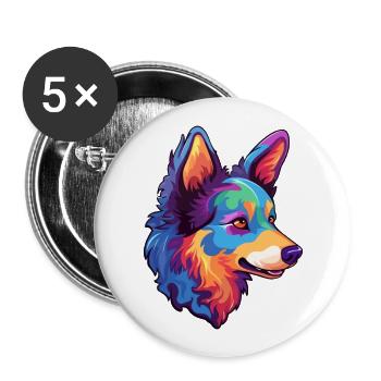 Russian European Laika Dog Breed Cartoon Kawaii Il - Buttons large 2.2''/56 mm (5-pack) - white - Front