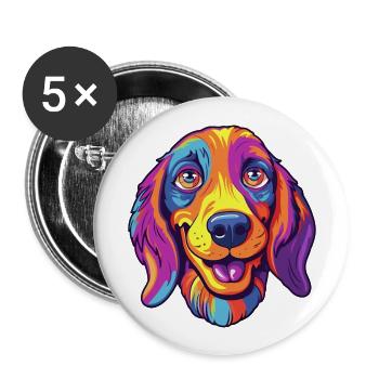 Ratonero Valenciano Dog Breed Cartoon Kawaii Illus - Buttons large 2.2''/56 mm (5-pack) - white - Front
