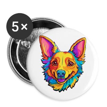 Portugiesische Podengo-Hunderasse Karikatur Kawaii Illust - Buttons groß 56 mm (5er Pack) - Weiß - Vorne