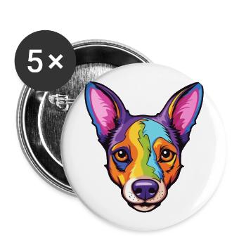 Rattenterrier-Hunderasse Karikatur Kawaii Illustration - Buttons groß 56 mm (5er Pack) - Weiß - Vorne