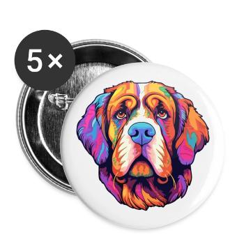 St Bernard chien race Cartoon Kawaii Illustration - Lot de 5 grands badges (56 mm) - blanc - Devant