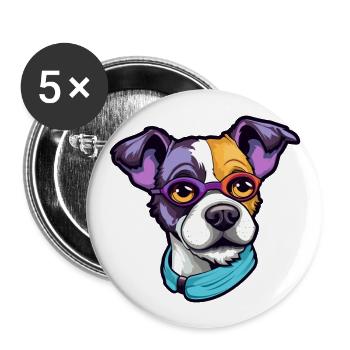 Teddy Roosevelt Terrier Hunderasse Cartoon Kawaii I - Buttons groß 56 mm (5er Pack) - Weiß - Vorne
