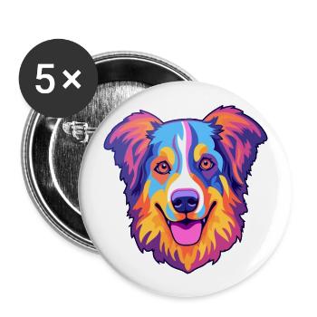 Chien de berger gallois race de chien dessin animé Kawaii Illustrati - Lot de 5 grands badges (56 mm) - blanc - Devant