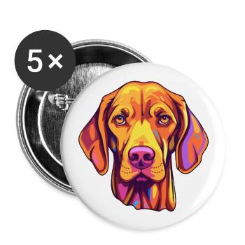 Vizsla Dog Breed Cartoon Kawaii Illustration - Buttons large 2.2''/56 mm (5-pack) - white - Front