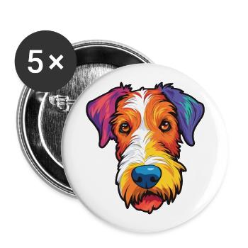 Fil Fox Terrier chien race Cartoon Kawaii Illustra - Lot de 5 grands badges (56 mm) - blanc - Devant