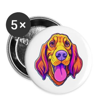 Jugoslawischer Jagdhund Rasse Cartoon Kawaii Illustration - Buttons groß 56 mm (5er Pack) - Weiß - Vorne