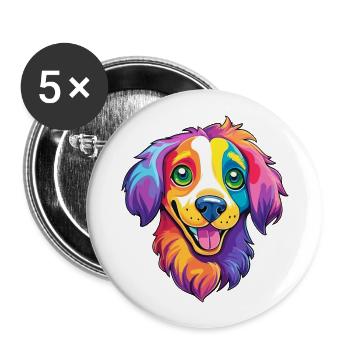 Volpino Italiano Dog Breed Cartoon Kawaii Illustra - Buttons large 2.2''/56 mm (5-pack) - white - Front