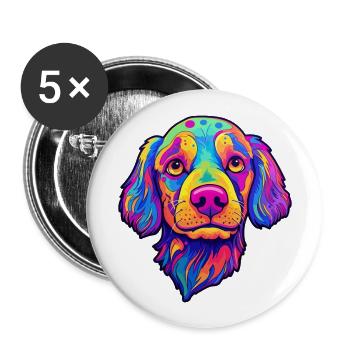 Telomian Hunderasse Cartoon Kawaii Illustration - Buttons groß 56 mm (5er Pack) - Weiß - Vorne