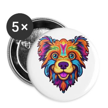 Taigan Kyrgyz Taighany Dog Breed Cartoon Kawaii Il - Buttons large 2.2''/56 mm (5-pack) - white - Front