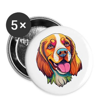 Welsh Springer Épagneul chien race Cartoon Kawaii Il - Lot de 5 grands badges (56 mm) - blanc - Devant