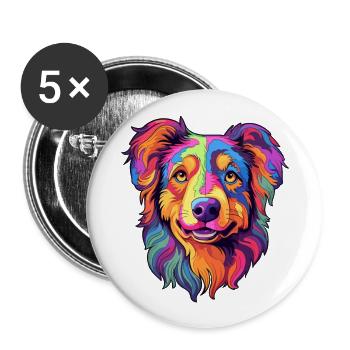 Schäferhund Rasse Karikatur Kawaii Illustrati - Buttons groß 56 mm (5er Pack) - Weiß - Vorne