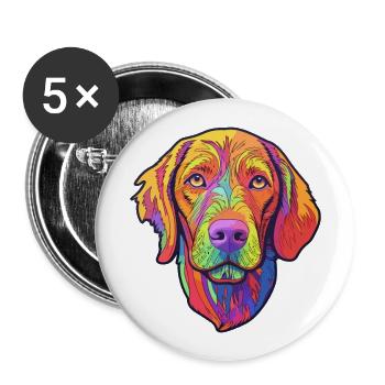 Vizsla à poil dur chien race dessin animé kawaii Illustr - Lot de 5 grands badges (56 mm) - blanc - Devant