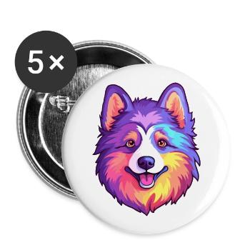 Swedish Lapphund Dog Breed Cartoon Kawaii Illustra - Buttons large 2.2''/56 mm (5-pack) - white - Front