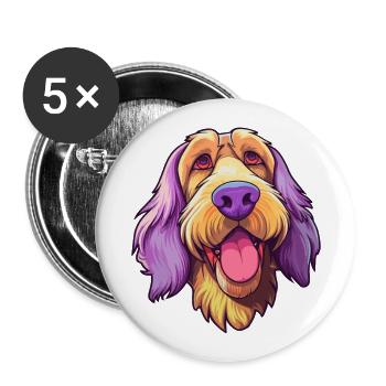 Spinone Italiano Race de chien Cartoon Kawaii Illustra - Lot de 5 grands badges (56 mm) - blanc - Devant
