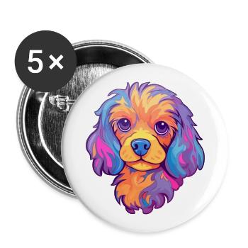 Niedliche Elou Hunderasse Cartoon Kawaii Illustration - Buttons groß 56 mm (5er Pack) - Weiß - Vorne