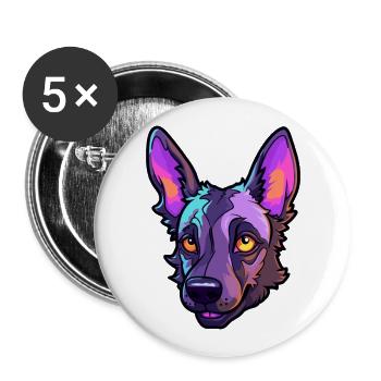 Dutch Shepherd Dog Breed Cartoon Kawaii Illustrati - Buttons large 2.2''/56 mm (5-pack) - white - Front