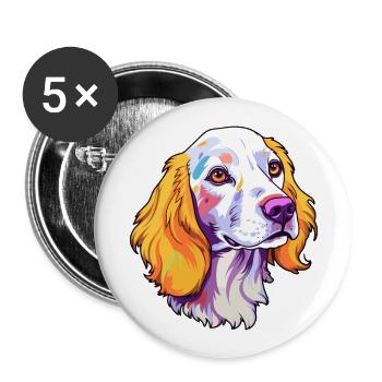 Setter anglais chien race dessin animé kawaii illustrati - Lot de 5 grands badges (56 mm) - blanc - Devant
