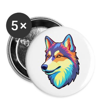 Ostsibirische Laika-Hunderasse Karikatur Kawaii Abb. - Buttons groß 56 mm (5er Pack) - Weiß - Vorne