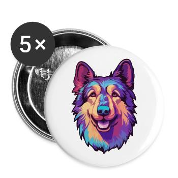 Bucovine chien de berger race dessin animé kawaii illustr - Lot de 5 grands badges (56 mm) - blanc - Devant