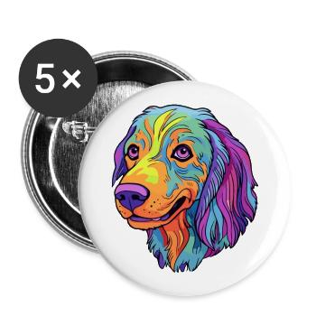 Drever chien race dessin animé kawaii illustration - Lot de 5 grands badges (56 mm) - blanc - Devant