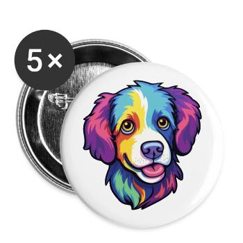 Drentse Patrijshond Dog Breed Cartoon Kawaii Illus - Buttons large 2.2''/56 mm (5-pack) - white - Front