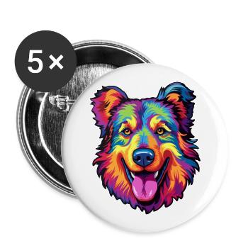 Karpaten-Schäferhund-Rasse-Cartoon Kawaii-Abb. - Buttons groß 56 mm (5er Pack) - Weiß - Vorne