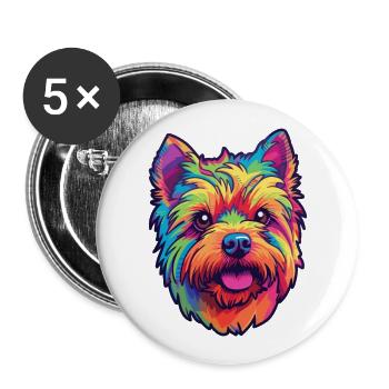 Cairn Terrier Hunderasse Cartoon Kawaii Illustratio - Buttons groß 56 mm (5er Pack) - Weiß - Vorne